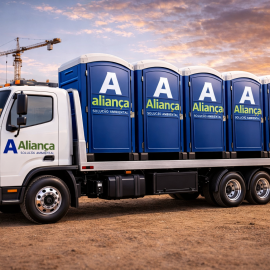 caminhão com banheiros quimicos aluguel